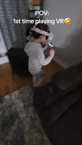He's ok! He loves cars and was in a shop full of them in the game so he was immersed in his environment 🤣 #kidsbelike #1sttimeplayingvr #parentsoftiktoks #vrial #vrfail #virtualreality #gamerkids #MomsofTikTok #fyp #videogames #lol 