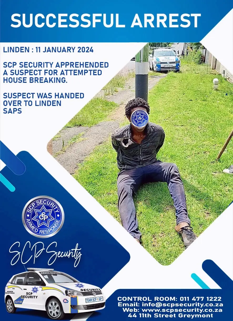 SUCCESS!! Another day for SCP Security to shut down criminal activity. Suspect caught while attempting to break-in at a property on 1st Ave, Linden.  The suspect attempted to evade arrest by jumping into several properties, but swift action by SCP Security Reaction Officers lead to the suspect being cornered and apprehended.  #scpsecurity #teamscp #winning #protection #guarding #best 