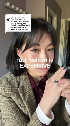Replying to @क्: finally i get to put that degree to use 🙏😭 lol, EASIER said THAN DONE, not everyone has thrift or vintage shops in their city. some don't even have INTERNET to understand the true cost of fast fashion. another take on #personalstylejourney #personalstyle #fastfashion 