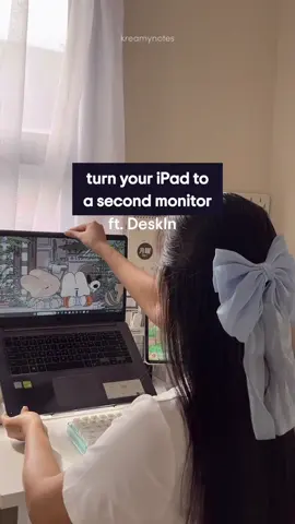 hi friends! happy friday 😌🩵 I just found a remote app to turn my iPad into a second monitor. I can now connect my iPad with my windows laptop for better productivity! 𝗗𝗲𝘀𝗸𝗜𝗻 𝗥𝗲𝗺𝗼𝘁𝗲 𝗗𝗲𝘀𝗸𝘁𝗼𝗽 𝗳𝗲𝗮𝘁𝘂𝗿𝗲𝘀: ☑️ fast, stable, and secure ☑️ low latency ☑️ transfer files seamlessly ☑️ supports Windows, iOS, & Android system #DeskIn #remotedesktop #ipadtips #lifehacks #PCtips #studytips #techgram #ios17 