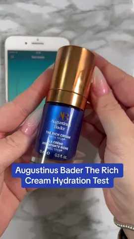 Usually I test thicker, richer creams with a Locked-in Hydration test however, despite its name this cream becomes almost watery once you start massaging it in so I’ve opted to do a normal hydration test for the Augustinus Bader The Rich Cream.  Now this 15ml bottle cost an INSANE £74. If you buy the 100ml bottle, you’re looking at £415 🫠 that’s not a typo. Celebs like Victoria Beckham, Bobbi Brown and Eva Longoria rave about this cream and it’s definitely aimed at more mature skin.  The brand claims it deeply hydrates and renews the skin. If it’s hydrating deeper into the skin that may explain the big drop after an hour (but to be fair the five minute rise for what claims to be a rich cream is really good). I recently posted a full Augustinus Bader Rich Cream review on my website and in my experience it really does make a difference.  After six weeks my skin was softer and looked more plump, and it wasn’t as red as it was before the test started. The fine lines around my eyes were less noticeable too! STILL I can’t afford to spend hundreds of pounds on this – I could literally get botox for less than a large bottle of this cream so once this bottle runs out I think I’ll have to keep it for special occasions.  As usual, all products are applied to damp skin. They’re not used with any other products to make it easier to determine how well they work on their own.   #mamabella #AugustinusBader #AugustinusBaderCream #BestSkincare2023 #AugustinusBaderRichCream #BestSkincareUK #TrendingSkincare2023 #MatureSkinCare #BestMoisturiserUK #MoisturiserForMatureSkin #AgeingSkinSolutions #Top10Skincare #TrendingOnTikTokSkincare #SkincareTrends2024 #SkincareRoutine40Plus #ViralSkincareProducts #BestUKSkincare2023 #ViralBeautyFinds #SkincareTrends2023 #AugustinusBaderTheRichCream #AugustinusBaderTheCream #AugustinusBaderFaceOil #AugustinusBaderEyeCream #augustinusbaderreview 