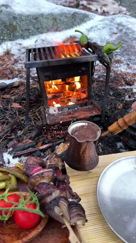 Good food and a warm campfire are all you need for a perfect camping trip🔥🏕️ #campfire #camping #outdoorlife #outdoorcooking #friluftsliv #hike #campinglife #memories #stove #hike