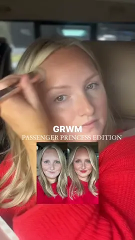 Do you apply your makeup in the car?  Text MAKEUP to 850-446-8488 + I’ll send you over the link to a customized (travel/TSA friendly) palette #makeuptutorial #creammakeup #makeupforbeginners #busymomlife #passengerprincess #easymakeup