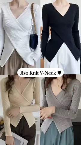 Jiso Knit V-Neck Korean Style Wanita 🛒 #knit #vneck #korean #style 