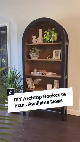 Replying to @Oanh Plans available now on our Esty shop 🔗 in bio. #diyarchtopbookcase #diyfurniture #dupesforcheap #diyproject #tutorial #etsyshop #plans #diybookcase #woodworking #fypシ 