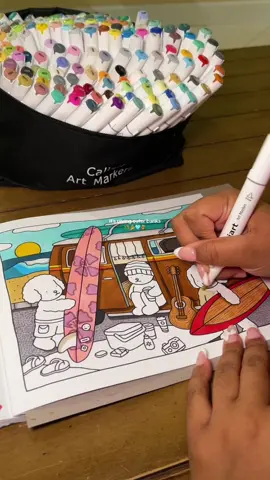late night color sesh!🌾🏄🩵 i forgot to color the stickers on the board…OOPSIES! @bobbiegoods #colorwithme #color #coloring #coloringbook #bobbiegoods #bobbiegoodscoloringbook #bobbiegoodscoloring 