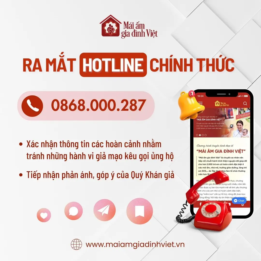 💖 Để tiếp nhận những thông tin từ Quý Khán giả một cách nhanh chóng và chính xác nhất, Hotline và web chương trình Mái Ấm Gia Đình Việt chính thức được ra mắt.  👉 Hotline: 0868.000.287 👉 Truy cập Web (ws) chính thức: maiamgiadinhviet.vn  💖 Quý Khán giả có thể liên hệ với 