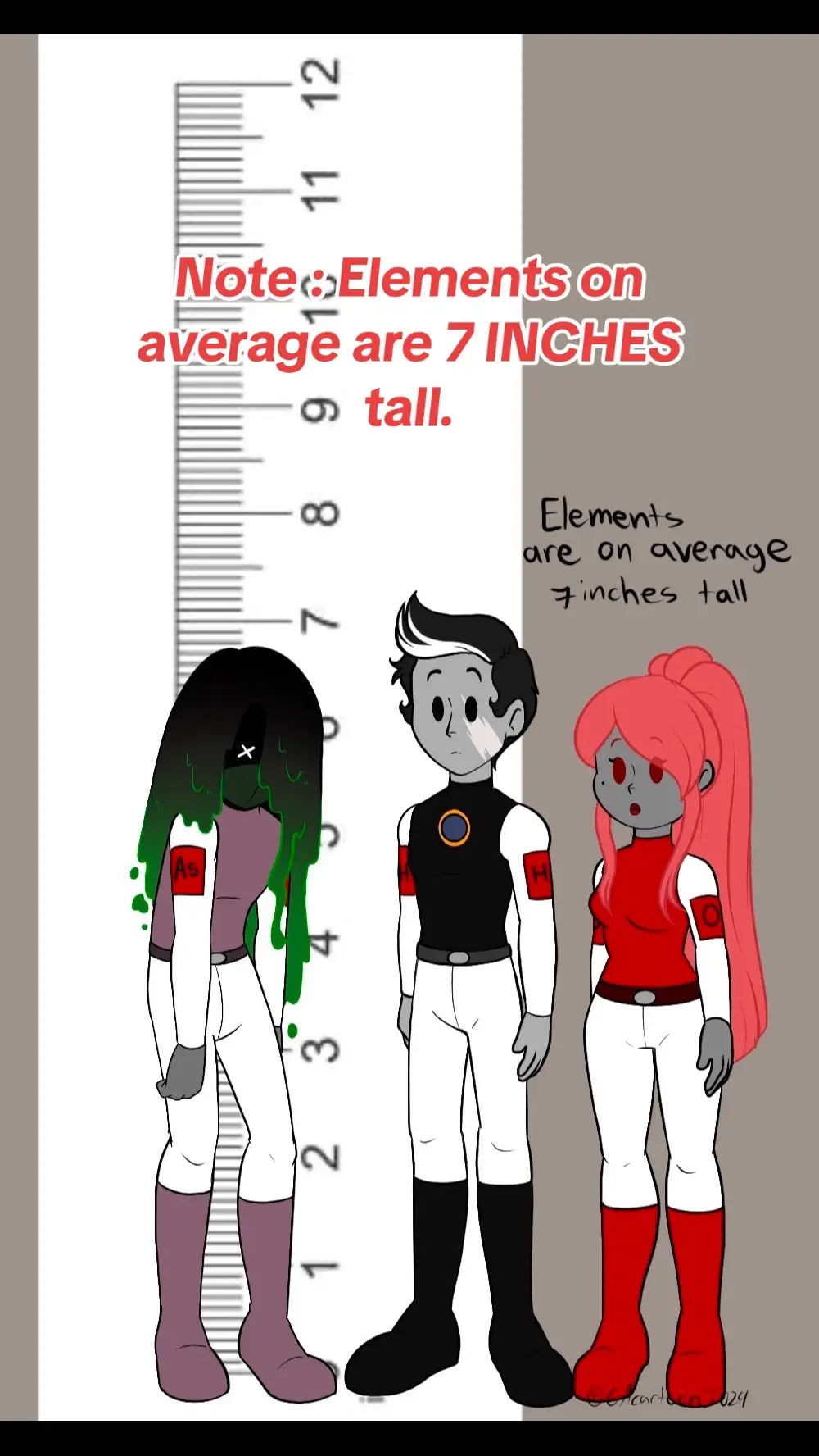 @Toons People seem to confuse the height. These guys tend to be the size of an average pencil. #meme #comedy #elementalforces #original #hydrogen #oxygen #arsenic #periodictable 