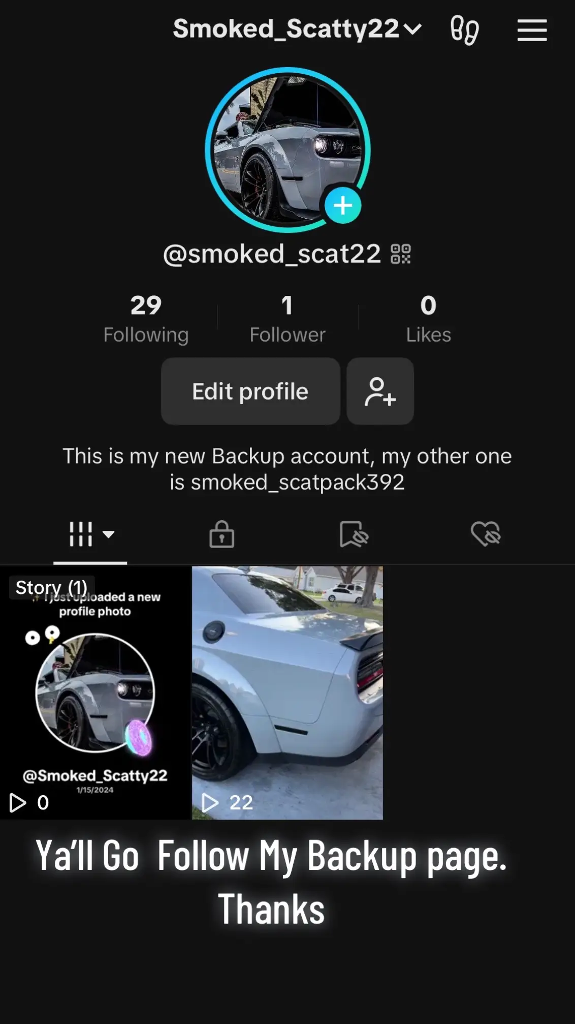 Yall go follow my backup page. Thanks. 