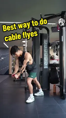 Imo the best way to do cable flyes is the most stable. If you’re trying to do a mid-chest focused cable flye with the cables set at shoulder height and find it hard to balance, I recommend setting the cables high and bending over. #fyp #Fitness #gym #bodybuilding #TikTokTaughtMe 