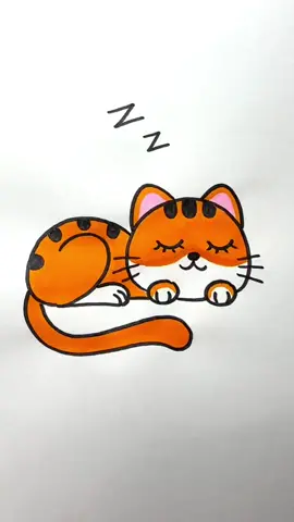 Draw a sleeping little flower cat using the number 200#Simply #Houses #Draw 