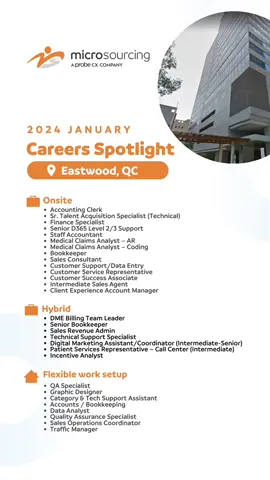 MicroSourcing Careers Spotlight: January 2024! Are you ready to kickstart your year with a career move that sparks excitement and growth? 🔥 Explore our hot jobs for January 2024 and unlock new possibilities at MicroSourcing! #MicroSourcing #MicroSourcingCareers #MicroSourcingPh #Careers #Jobs #Job #workfromhome #hybrid #HybridWork 