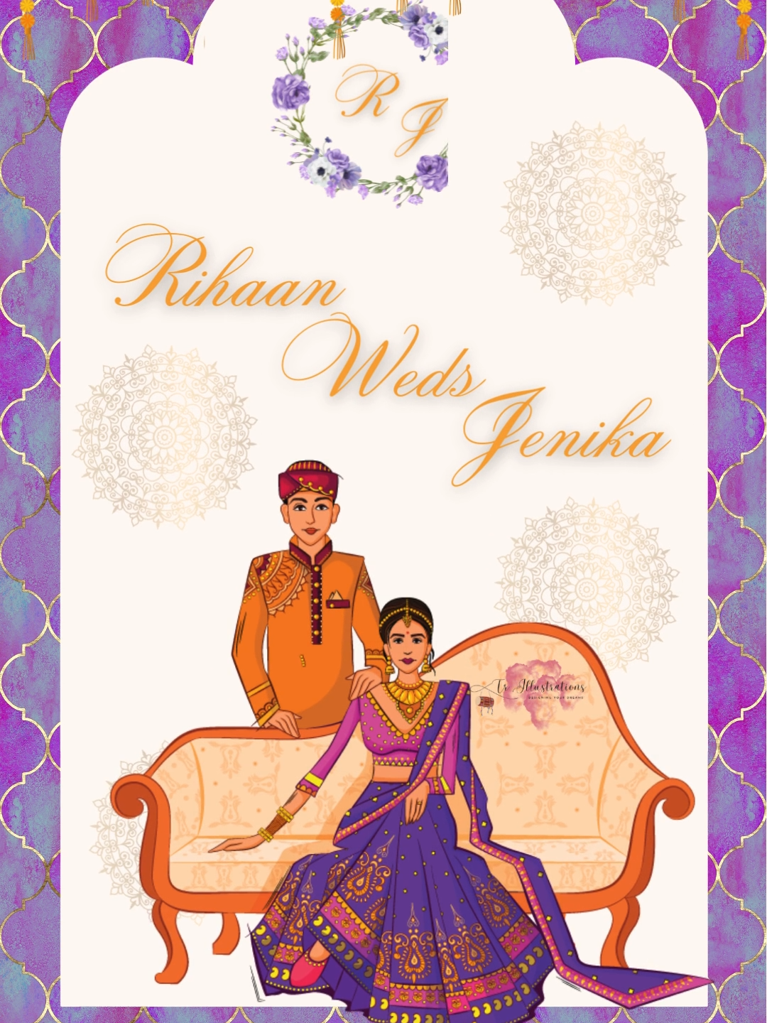 Pick your favourite colour theme for your Indian wedding digital invitation in place of the purple background, with options ranging from blue, pink, mink, green, and beautiful combinations of mentioned shades. #digitalinvitation  #weddingtiktok  #weddinginvitations  #einvites  #layoutdesign  #togetherneyo  #purplethemedaesthethic