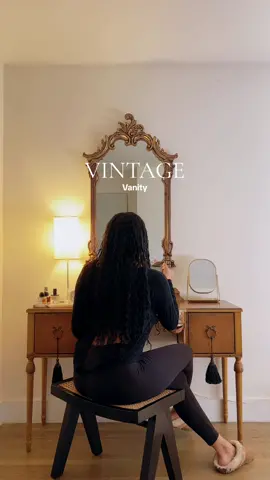 Found the perfect vintage vanity. Now I’m searching for a vanity chair, new lamp, art, and plan on painting the bedroom soon.  #fyp #vintagestyle #vanity #interiordesign #bedroomdesign 