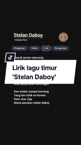 Lirik lagu timur 'Stelan Daboy' 🎧 #lagutimur #liriklagu #lirikgoogle #daboy 