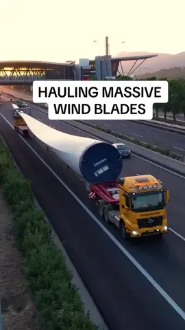 Transporting 80 meter long wind turbine blades from @vestas  — The trailers that haul these blades are incredible! Many of them use hydraulic systems to adjust the blade angles or tilt during transportation, allowing for better maneuverability and overcoming obstacles.  — Each time they transport a blade like this it often requires special permits from transportation authorities. The route planning involves avoiding low bridges, tight turns, and other obstacles! #windfarm #windturbine #trucking #trailer #turbine #heavyequipment