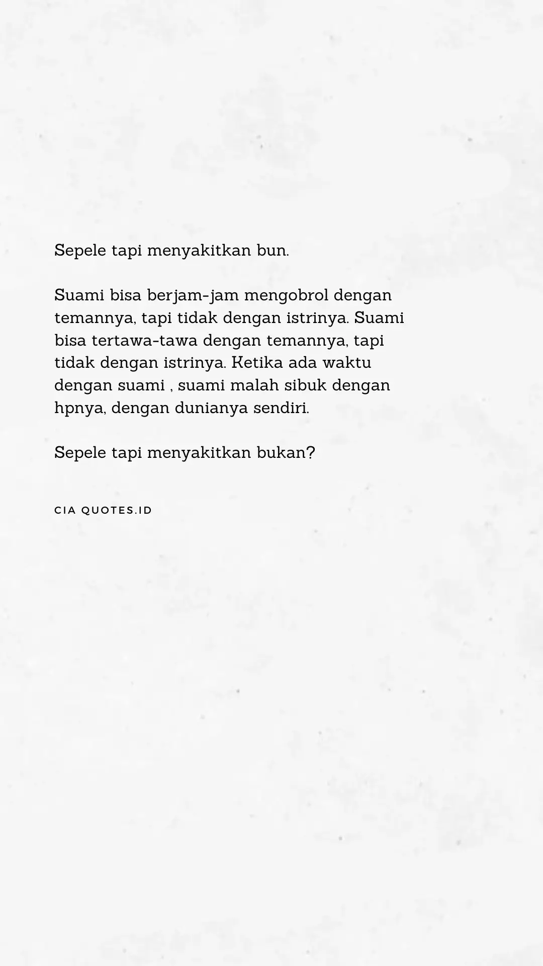 Sepele tapi menyakitkan bun 😭 #menyakitkan #tersakiti #suamiistri #istrimenangis #quotes #fypシ #storytime #foryoupage #ujianrumahtangga #rumahtangga #pasangan #menyedihkan #quotesrumahtangga #ceritarumahtangga #galaubrutal #quotesaesthetic #quotesoftheday #mentalistri #perasaanistri 