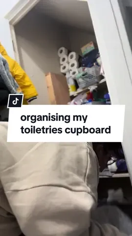 This cupboard has been neglected since we moved in! This is where we stock up on all our toiletries and toilet roll etc and when life gets busy, so does this cupboard! I’m at peace that it will never look pretty but at least its organised now 😂 #CleanTok #organised #clearout #speedclean #motherhood 