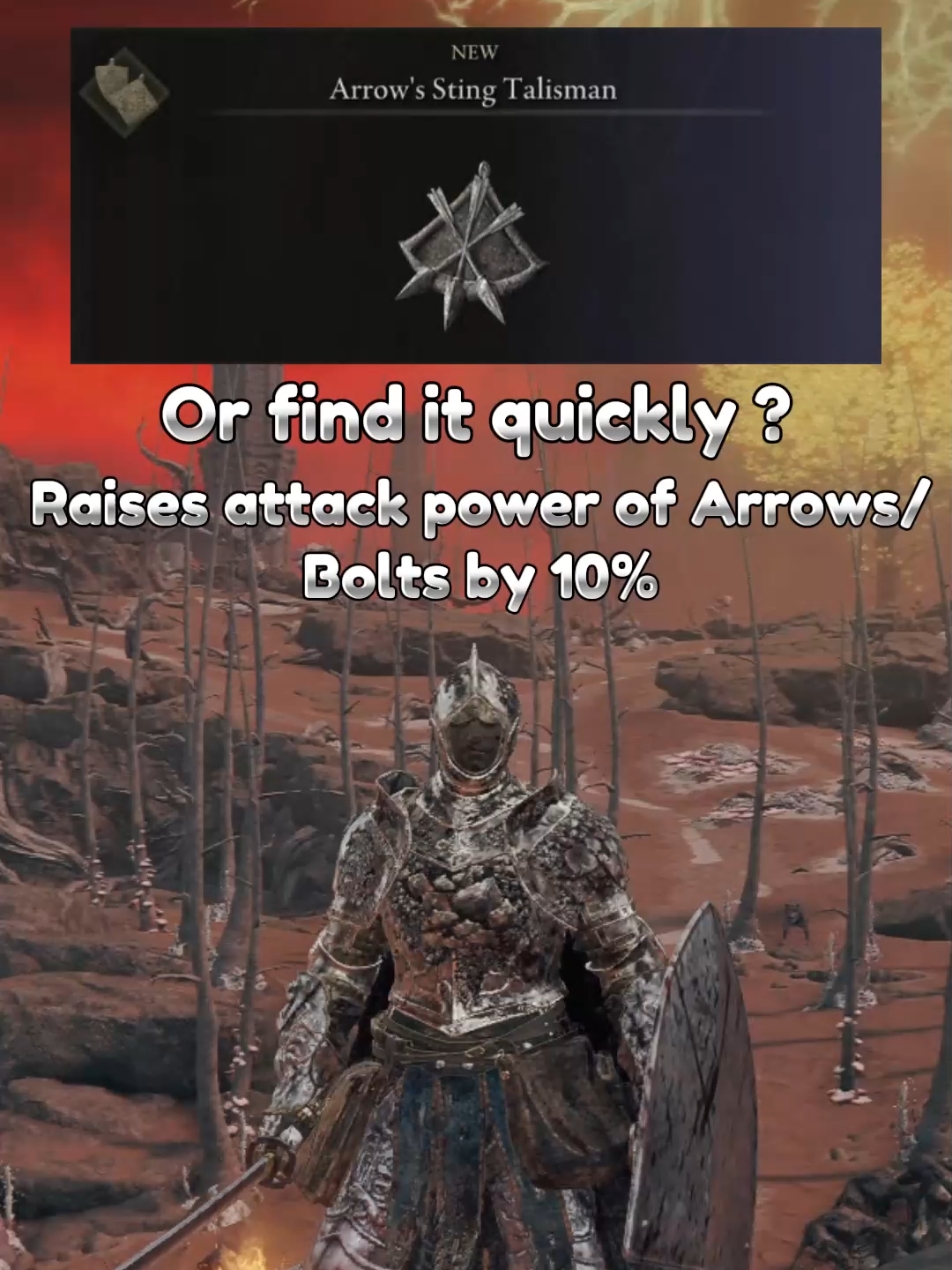 Arrow's Sting Talisman Location Elden Ring - Raises attack power of Arrows/Bolts by 10% - how to get arrow talisman early and quickly ? this talisman is recoverable early game even if the soldiers can pose a problem if you are really low level, it is located in caelid, not far from redman castle #eldenring #eldenringclips #eldenringtutorial #eldenringtips #eldenringtalisman #fyp #eldenringlocation #eldenringhowto #eldenringedit #eldenringbuild