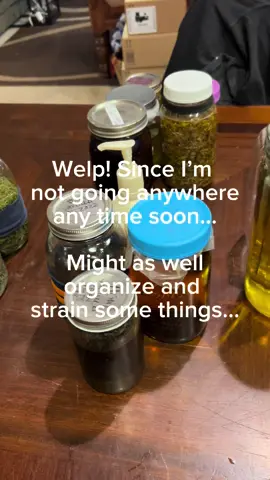 With ice-pocalypse I’m not going anywhere!! #keepbusy #cabinfever #socold #freezing #ice #freezingrain #centraloregon #oregon #herbalmedicine #herbalinfusion #herbaltincture #oilinfusion #tincture #tinctures #infusion #extract #extracts #makeyourownmedicine #straining #moonraebotanicals #moonraejackson 