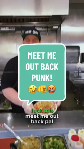 MEET ME OUT BACK PUNK⁉️🤣🫵🤬 #food foodie #sknnychef #gtfo #boston #massachusetts #viral #fyp #youtube #reelsinstagram #funny #comedy