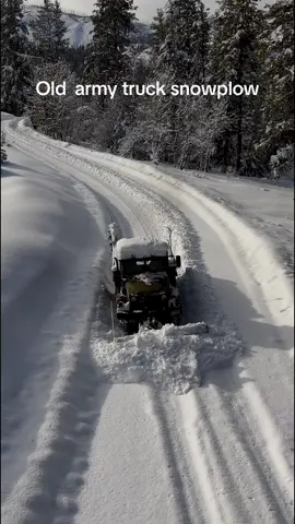 Full video on youtube, link in profile. Old deuce and a half army truck plowing snow. #winter #snow #mountains #idaho #thegreylocklodge #armytruck #deuceandahalf #m35a2 #snowplow #plowtruck #plowing #livingmybestlife 