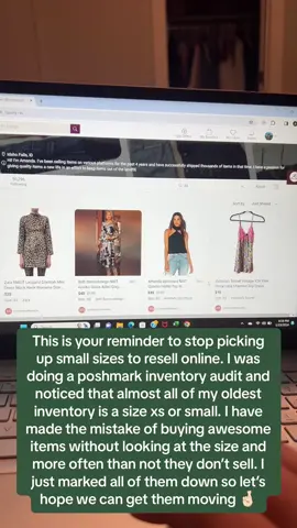 🛑 Stop buying small sizes. Don’t get so excited about a great brand that you forget to check the size tag.  #resellercommunity #reselling #poshmarkreseller #ebayreseller #sahmreseller 