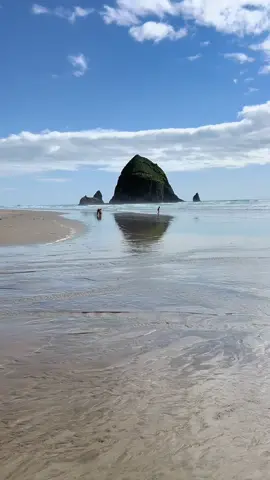 Haystack Rock on the Oregon Coast #oregon #natureloves #pacificnorthwest #naturelove #relaxing #scenic #pnwlife #exploring #fyp #pnwadventures #pnwwonderland #pacificocean #sunnyday #pacificnorthwestroadtrips #waves #sandybeach 