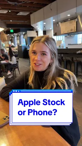 Asking if she would choose the stock or the phone! #apple @Shelby Church 