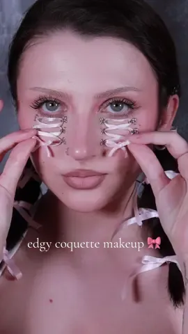 coquette but make it edgy 🎀⛓️  after i drew up + planned this look i saw that @Pippa did a nose version that looks so sick !! definitely go check theirs out too ✮  #coquettemakeup #coquetteaesthetic #creativemakeup #fyp 