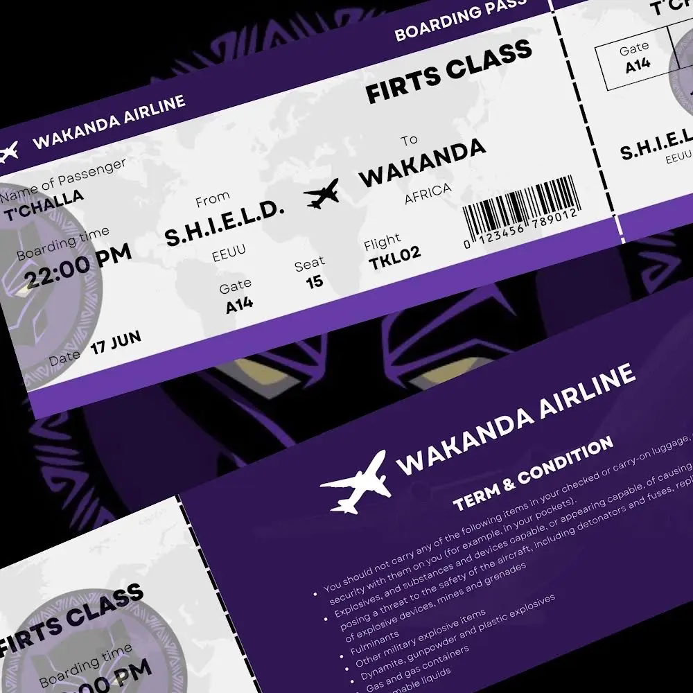 Ticket avion Wakanda!! Visita mi tienda para descargar FULL HD www.anexo3d.com Quieres mas modelos?? Dime cual te gustaría