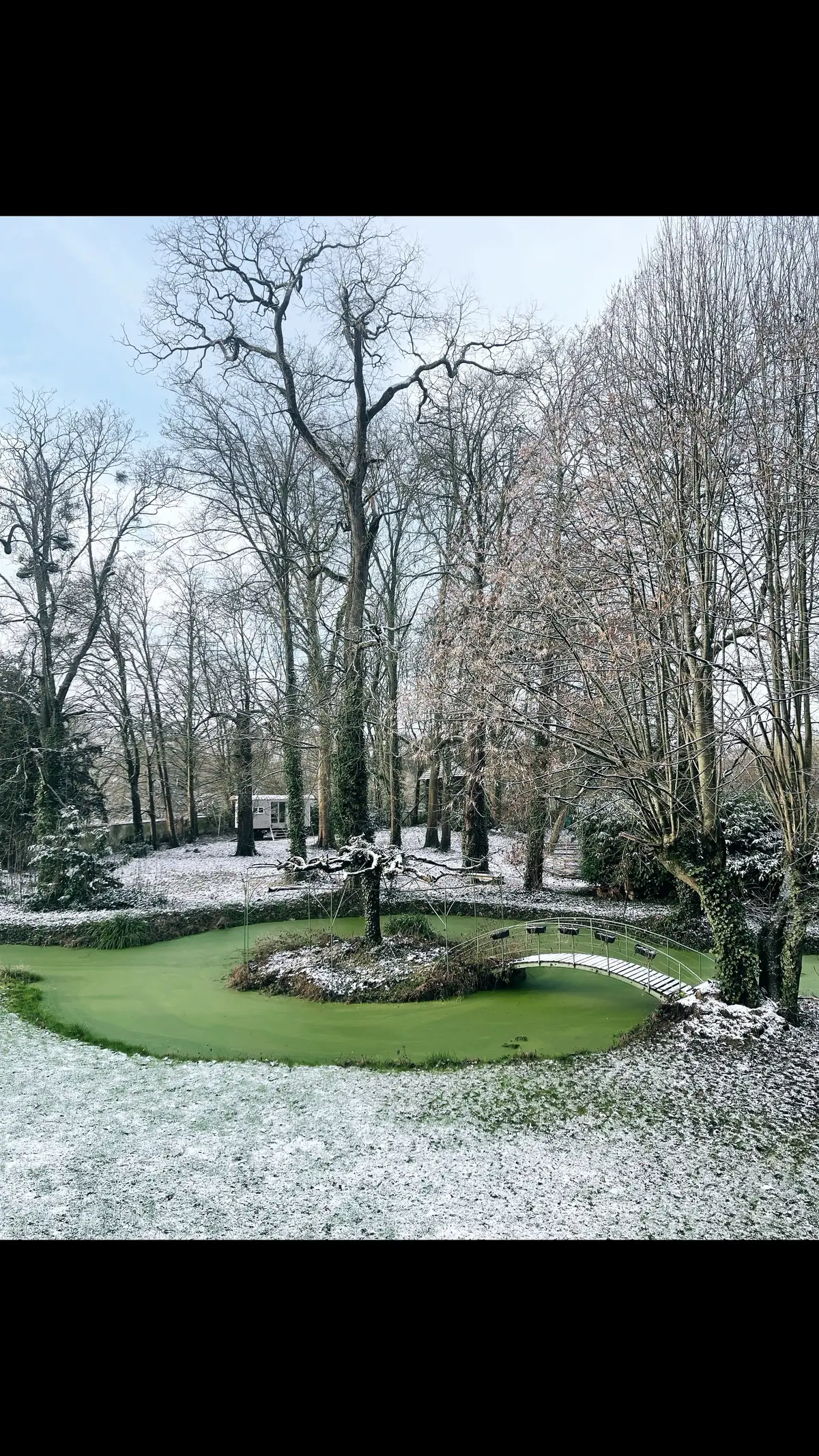 La magie de quelques flocons de neige ❄️🌨️  #travaux #roulotte #tinyhouse #autoconstruction #manoir #domaine #chateau 