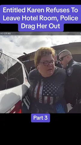 Entitled Karen Refuses To Leave Hotel Room, Police Drag Her Out