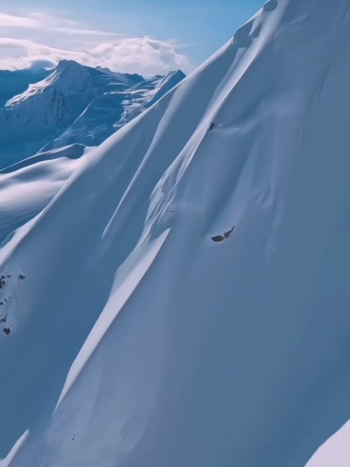 Is this the most insane ski line ever filmed??? 🤯  Sammy C in #TheLandofGiants  #skiing #skitok  #skitiktok #skiingtiktok #freeski #drone #cinematography #extreme #wintersport #fyp #viral