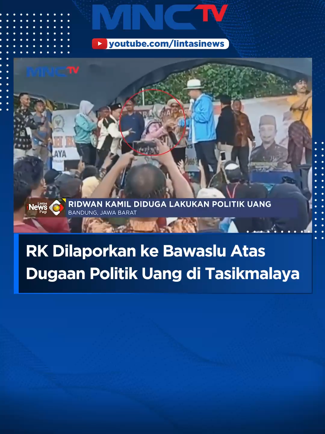 Ridwan Kamil kembali dilaporkan ke Bawaslu atas dugaan praktik politik uang atau money politik. Deep Indonesia menyebut Ridwan Kamil telah melakukan politik uang saat menghadiri acara BPD di Kabupaten Tasikmalaya. PAA #RidwanKamil #MoneyPolitic #Tasikmalaya #LintasiNewsPagi #MNCTVNews