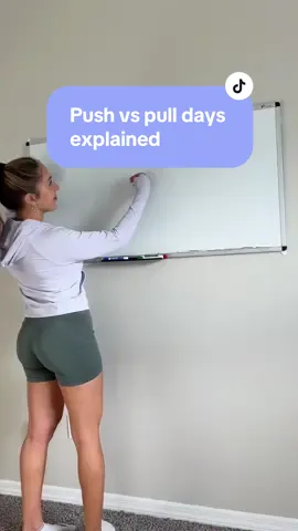 PUSH AND PULL WHAT?? Let’s go over it ⬇️  This has been a super common question in my DM’s recently so I wanted to provide a more in depth video for you with a plus of the example workout splits at the end!   IN REVIEW: Push = shoulders, chest and triceps  Pull = back and biceps  This is a way of pairing muscle groups together with their secondary / complimentary muscles. On a chest day you will inevitably be working a bit of your triceps because thats how our mechanics work! So it’s a great idea to pair these muscles together so you can be more EFFICIENT, save TIME, and get MORE out of your workout! I hope this was helpful and feel free to leave any questions, comments or concerns below, I will be getting back to them today!   #pushday #pullday #pushandpullexplained #onlinecoach #onlinecoaching #womensonlinefitnesscoach #beginnerfitnesstips #fitnesstips 