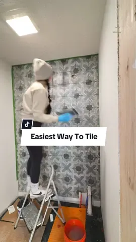 The easiest way to tile a wall. NOT SPONSORED! We’ve ued this 10 times on projects over the last 5+ years with no issues. It says it can be used IN showers, but we personally never have, so it can get wet! #DIY #diyproject #easydiy #homereno #renovation #tile #diytile #hack #LifeHack #diyhack