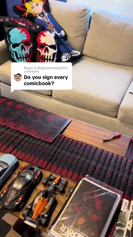Replying to @Bigboimonkey69 Signing all of my comic books #fypシ #viral #comicbook #comictok #marvelcomics #bloodshadow #comics #dc #art 