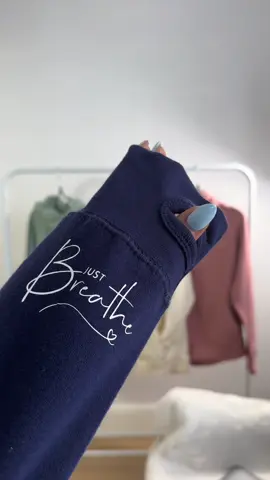 Our Just Breathe Hug In A Hoodie in Navy Blue is sooo pretty 💕 #justbreathe #youvegotthis #huginahoodie #thumbholes 