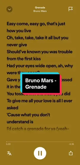Membalas @hellokikik  Grenade - Bruno Mars #spotify #music #playlist #fulllyrics #foryou #fypシ 