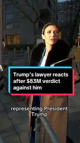 #DonaldTrump attorney Alina Habba reacts after a jury ordered former President Trump to pay $83.3 million for defaming E. Jean Carroll. #politicaltiktok #politicstiktok #politics #newstiktok #news 