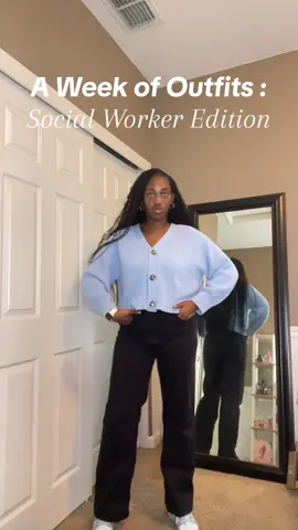 🎧This song has been the soundtrack of my week 😭  My outfits for the week 🪞🧶 #whatiworetowork #socialworkoutfits #blacksocialworkersoftiktok #genzsocialworker #munilongchallenge 