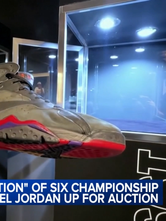 Air Jordan shoes worth $7-10 million, worn by Michael Jordan in six Chicago Bulls NBA Championship clinching games, will be on auction in New York. #news #fyp