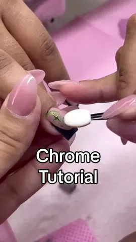Finally got the chrome down 😍 #houstonnails #houstonnailtech #houstonnailtechs #nailtutorial #chromenails #chrome #greennails #chrometutorial #frenchtipnails 