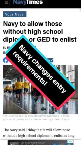 The navy is changing its rules to enlist, and its making trending news! #fyp #news #newsanchor #newstiktok #newsreporter #topnews #viralnews #trendingnews #militarynews #military #trendingnow 