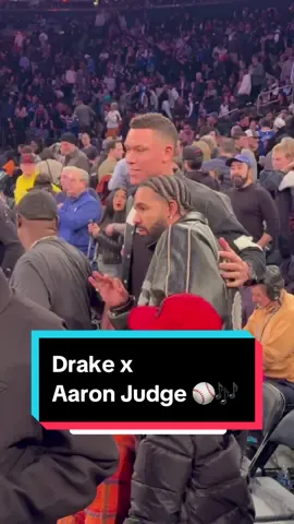 A couple of heavy hitters in the Garden! 🤩 #NBACelebRow #NBA #Drake #AaronJudge 