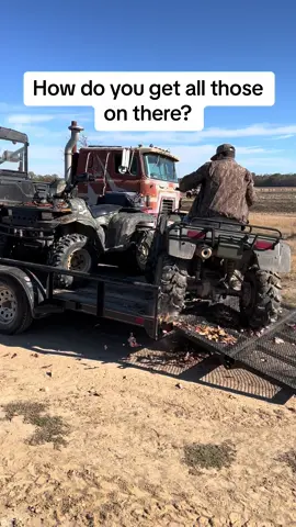 Getting them off is a little but harder😆. A ranger and two 4 wheelers will only fit on this trailer this way…. #atv #trailer #deer #ducks #ranger #duckhunting #rixey #floodedtimber #retreiver #fyp #trending #arkansas #hunting #waterfowl #4wheeler #farm 