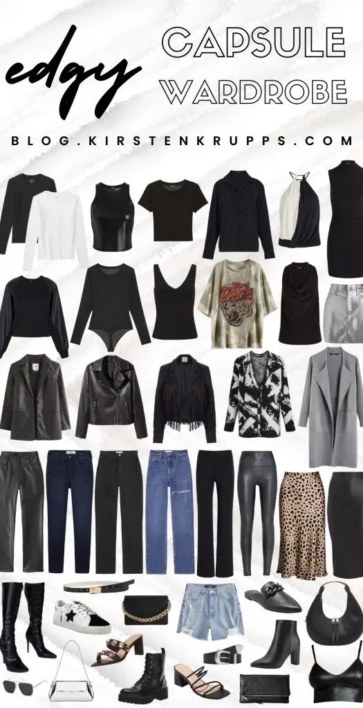 For those who revel in a rebellious style, an edgy capsule wardrobe is a statement of your unique fashion spirit. It’s about curating a collection of versatile, high-impact pieces that exude attitude, while minimizing the fuss of endless outfit choices. Let’s explore my top picks for an edgy aesthetic, simplifying your daily fashion choices and making a bold fashion statement. Step 1: Embrace Your Edgy Style To embark on building an edgy capsule wardrobe, first, embrace your distinctive style. Are you drawn to grunge, punk, or gothic elements? Identifying your style will be your compass when selecting clothing items. Seek inspiration from fashion icons, music subcultures, and alternative fashion trends to define your unique edgy persona. Step 2: Inventory and Declutter with an Edge Begin by conducting a fearless inventory of your current wardrobe. Extract everything from your closet, drawers, and storage bins. As you assess each piece, ponder the following questions: • Is this item on-brand for me? • Does it showcase my style and attitude? • Is it in good condition and durable for daily wear? • Does it make me feel empowered and self-assured? If an item doesn’t meet these criteria, consider setting it aside for resale, donation, or recycling. The goal is to declutter your closet, retaining only the pieces that authentically represent your style. Step 3: Establish Your Palette A cohesive color palette is the key to a successful edgy capsule wardrobe. Select a palette that resonates with your style—often consisting of black, dark greys, deep reds, and metallic accents. This palette forms the foundation for an edgy and consistent look. Step 4: Rock the Essentials Every edgy capsule wardrobe needs essential pieces that form the backbone of your style. These may include: • A classic leather moto jacket • Lots of leather • Graphic tees with unique prints • High-quality black boots • A collection of versatile black tops These essentials are the canvas upon which you’ll craft your edgy outfits. Make sure they are durable and showcase a hint of rebellion. Step 5: Add Statement Pieces In an edgy wardrobe, statement pieces are your allies. These bold, unconventional items allow you to express your style and amplify your enigmatic charm. Think about adding unique tops, dramatic accessories, and edgy outerwear to make your capsule pop. Step 6: Rotate Seasonal Staples Adapt your capsule wardrobe to the seasons. Store away off-season items, and transition them back when the weather demands. Your edgy style is adaptable and evergreen. Step 7: Dare to Accessorize and Footwear Accessories and footwear add the finishing touches to your edgy style. Keep these items versatile, with bold boots, studded belts, and daring jewelry pieces to complete your look. Step 8: Mix and Match Experiment and layer different pieces to create a myriad of edgy outfits. Your capsule wardrobe is a playground of possibilities where you can redefine your style every day. Step 9: Shop Fearlessly When adding to your edgy capsule wardrobe, shop with intent. Make bold, unconventional choices that resonate with your edgy spirit. Prioritize quality and style over quantity. #edgycapsulewardrobe #rockerchic #edgystyle #edgychic #rocknrollstyle #rocknrollbabe #rocknrollfashion #rockerbabe #rocknrollwoman  #rockchic  #rocklook  #rocklookbook  #rockchick  #rockchicks  #rockchickstyle  #roclchicklook  #rocknrolllife #rocknrolllifestyle #rocknrollstyle  #soldmysoulforrocknroll #metalbabe #metalgirl #metallady #altstyle #rocknroll #rockstyle #withtheband #edgyfashion #edgyfashionstyle #esgystyleblogger #edgystyleblog #edgystyleinspiration #edgystyleedit 