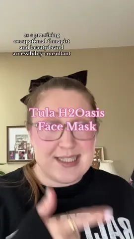 #stitch with @TULA skincare love the accessibility here! ❄️ Video Description: Woman is seen spreading hydrating face mask on her skin from the container. Video is stitched by woman in glasses with her hair up in a black bow talking to the camera #tulaskincare #tula #tulaskincare #accessibledesign #accessible #accessiblebeauty #skincare 