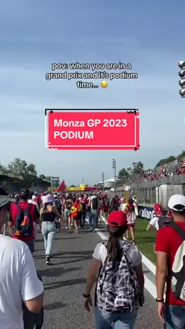 running all the way from parabolica grandstand 21 a/b😆💪🏼 i nearly fainted because of the heat, but seeing celebrations live was worth it❤️‍🔥 #podiumceremony #podiumcelebrations #monzagp #forzaferrari #tifosi #italiangp2023 #cs55🇪🇦 #ferrarif1 #redbullracing 